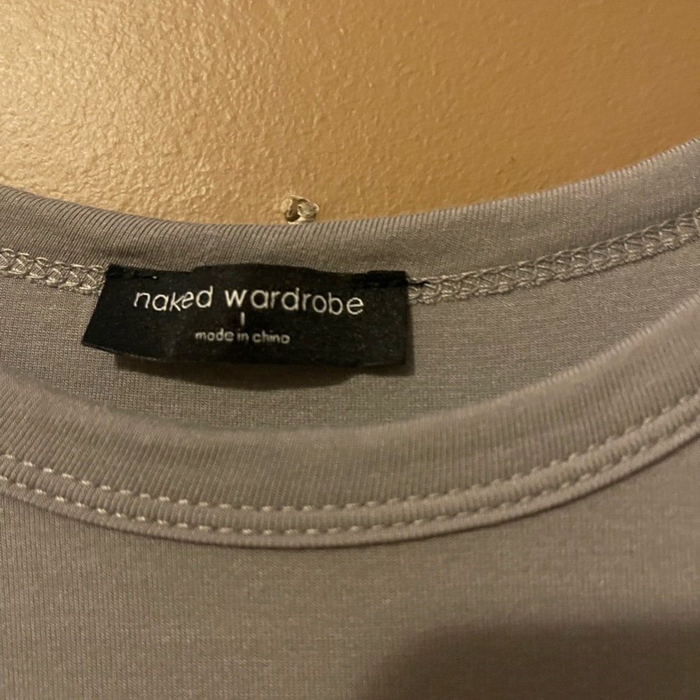 Naked Wardrobe gray long sleeve Bodycon. 5/25 - Picture 3 of 5